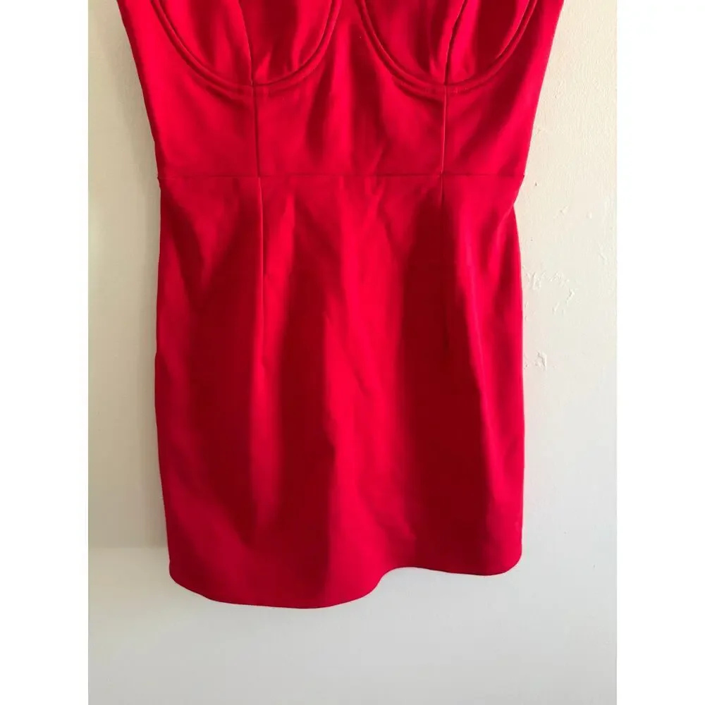 Princess Polly | Red Bodycon Novella Mini Dress Preppy Summer Going Out Sz 8